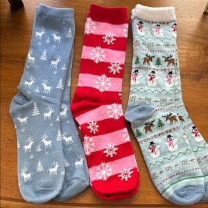 Festive Blue and Red Casual Socks Set for Winter
